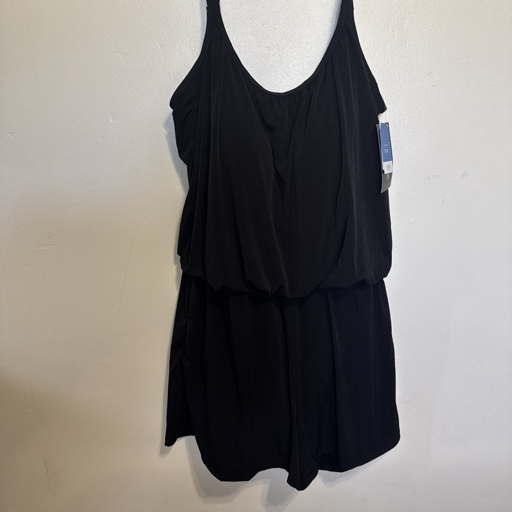 Maxine of Hollywood Swim Romper Womens 18W Black Jersey One Piece SHORTS